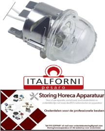 145357162 - Ovenlamp fitting G4 12V 16W inbouw ø 35,5mm aansluiting kabel 450mm temp. bestendigheid 300°C  ITALFORNI
