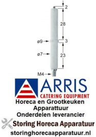 551102314 - Bougie D1 ø 7mm D2 ø 9mm aansluiting M4 L1 2mm LL1 28mm LL2 3mm LL3 23mm voor het klemmen ARRIS