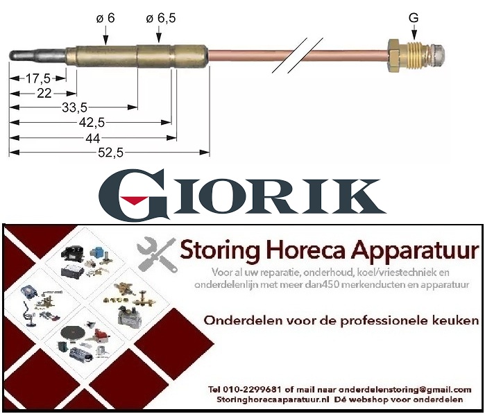 131102034 - Thermokoppel M8x1 L 600mm steekhuls ø6,0(6,5)mm GIORIK