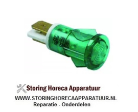296359041 - Signaallamp ø 12mm groen 230V aansluiting vlaksteker 6,3mm