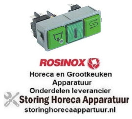 354345870 - Schakelaarcombinatie inbouwmaat 28,5x77,5mm vierkant groen 2NO/1NO/signaallamp 250V 16A ROSINOX