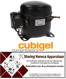 1053070279 -Compressor koelmiddel R404 LBP 220-240V 50Hz cilinderinhoud 16,1cm³ 1/2HP CSR Cubigel