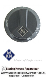 465110199 - Knop thermostaat t.max. 110°C ø 65mm as ø 6x4,6mm afvlakking boven zwart instelbereik 30-110°C  MKN