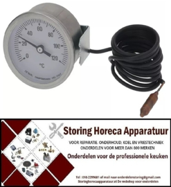 323541065 - Thermometer inbouw ø 52mm t.max. 120°C 0 tot +120°C voeler ø 6,5 MM