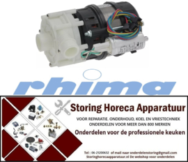 342499318 - Waspomp ingang ø 28mm uitgang ø 28mm type L63.T19 230V 50Hz fasen 1 0,19kW L 185mm doorschuif vaatwasmachine RHIMA DR59