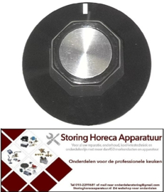 204110126 - Knop nulstreep ø 50mm as ø 6x4,6mm afvlakking boven zwart