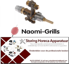 651106020 - Gaskraan gasingang pijpflens ø16mm bypass sproeier ø 1,4mm voor Naomi-Grills