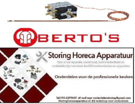 288390139 -Thermostaat t.max. 270°C instelbereik 63-270°C 1-polig 1CO 15A voeler ø 3,5mm voeler L 195mm BERTOS