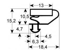 157901200 - Koeldeurrubber B 707mm -  L 1163mm steekmaat passend voor AFINOX voor snelvriezer