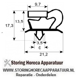 056900021 - Koeldeurrubber profiel 9048 B 142mm L 372mm steekmaat schuiflade koeltechniek (  Electrolux, Whirlpool, Zanussi ) Electrolux, Whirlpool, Zanussi