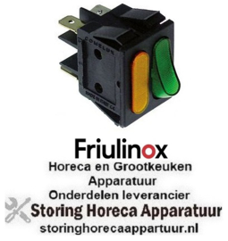 115995516 -Wipschakelaar inbouwmaat 30x22mm oranje/groen 1CO/signaallamp 250V 16A verlicht FRIULINOX