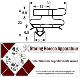 3209505 - Koeldeurrubber L1 265mm L2 395mm Buitenmaat 4-zijden op maat gemaakt