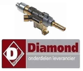 396103451 - Gaskraan gasingang 1/4" bypass sproeier ø 0,44mm voor gasfornuis DIAMOND C5FV6-BP