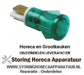 691359142 - Signaallamp ø 13mm groen 230V aansluiting vlaksteker 6,3mm