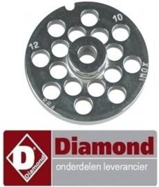 117F2131-10 - Gatenschijf type ENTERPRISE grootte 12 gat ø 10mm met naaf 1 RVS ø 70mm voor gehaktmolen DIAMOND TS12