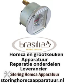 276541257 -Manometer dubbele schaal ø 58mm drukbereik 0-2,5 / 0-15bar aansluiting keerzijde BRASILIA