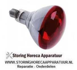048357094 - Infrarood warmhoudlamp fitting E27 240V 150W  rood hardglas