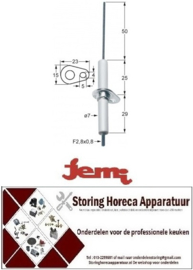 103100711 - Bougie flens L 23mm flens B 15mm D1 ø 7mm L1 50mm LL1 25mm LL2 29mm aansluiting F 2,8x0,8mm JEMI