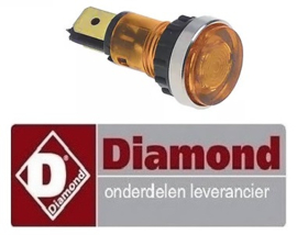 491359290 -Signaallamp ø 12mm 400V geel aansluiting vlaksteker 6,3mm  DIAMOND EUROPE : E60/F10-3T-230/3
