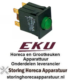 314301040 -Drukschakelaar inbouwmaat 30x22mm rond groen 2NO 250V 16A verlicht aansluiting vlaksteker 6,3mm EKU