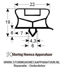 038.9008.90 - Koeldeurrubber profiel 9794 B 390mm L 555mm steekmaat , Electrolux, Whirlpool, Zanussi