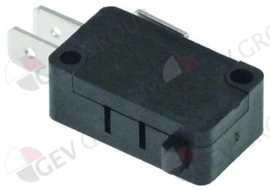 23055 - Microschakelaar met drukstift 250V 16A 1CO aansluiting vlaksteker 6,3mm L 28mm
