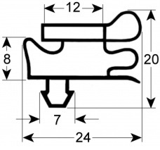 331901656 - Koeldeurrubber B 575mm L 1610mm steekmaat TEFCOLD