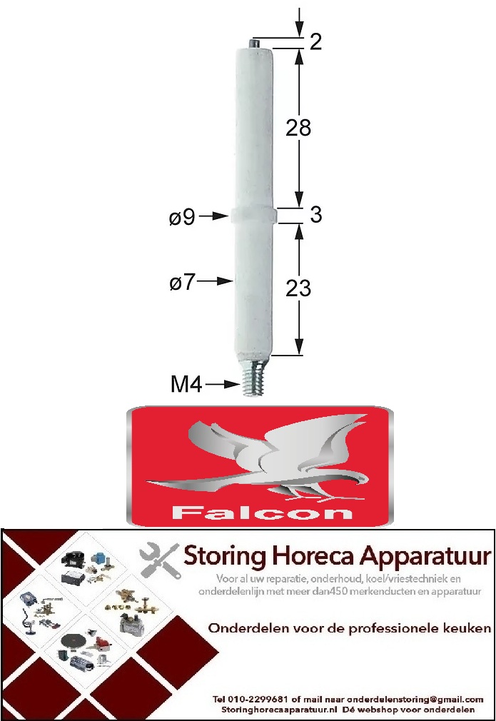 771102314 - Bougie D1 ø 7mm D2 ø 9mm aansluiting M4 FALCON