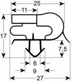 129902812 - Koeldeurrubber B 650mm L 570mm steekmaat TEFCOLD