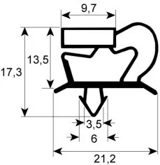 453900947 - Koeldeurrubber 455mm L 625mm steekmaat TECNODOM