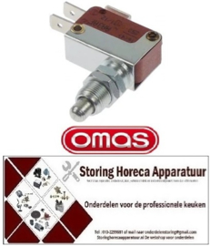 423347482 - Microschakelaar met drukstift pen bediend 250V 16A 1CO draad M10x0,75 aansluiting vlaksteker 6,3mm OMAS
