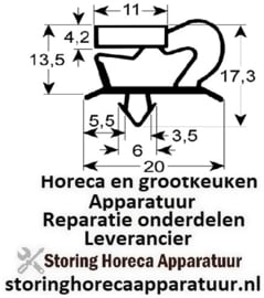 516900319 - Koeldeurrubbers 9048 op maat gemaakt L1 390mm L2 600mm Buitenmaat 4-zijden