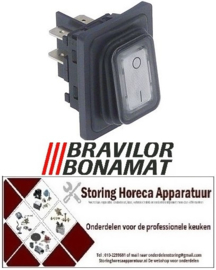 2927105662 -Wipschakelaar inbouwmaat 30x22mm wit 2NO 250V 16A verlicht 0-I aansluiting vlaksteker 6,3mm Bravilor