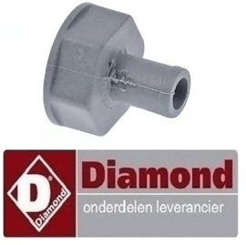 380504388 -Slangaansluiting tule ø 10,5mm tule lengte 15mm totale lengte 26mm kunststof voor afvoerslang voor vaatwasser DIAMOND dfs7/6