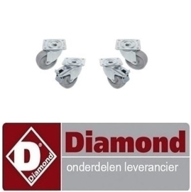 598RTG4-PM - Kit van 4 "verzinkte" zwenkwielen voor tafels, 2 met rem