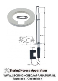 703102884 - Bougie flens L 38mm flens B 16mm D1 ø 9,5mm L1 27mm LL1 130mm LL2 56mm aansluiting F 2,8x0,8mm