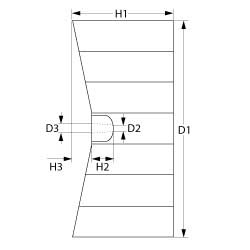 514507 - OVEN ventilatorblad messen 15 D1 ø 160mm D2 ø 11mm D3 ø 16mm H1 60mm H2 18mm