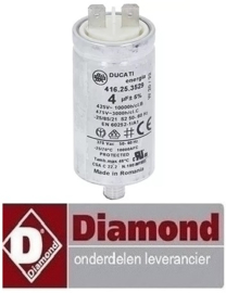 468703605 -Condensator 450V aluminium M8 aansluiting vlaksteker 6,3mm ø 31mm L 58mm voor vaatwasser dfs7/6 DIAMOND