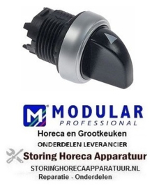 374301320 -Standenschakelaar inbouwmaat ø22mm zwart/zilver schakelvolgorde 1-0-2 schakelend Modular