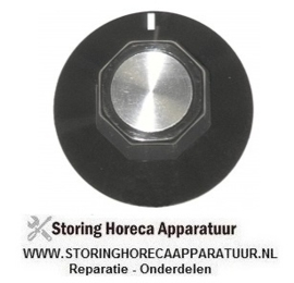 204110126 - Knop nulstreep ø 50mm as ø 6x4,6mm afvlakking boven zwart