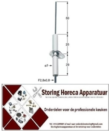 641100711 - Bougie flens L 23mm flens B 15mm D1 ø 7mm L1 50mm LL1 25mm LL2 29mm