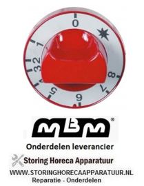 661110766 - Knop gasthermostaat 1-8 ø 65mm as ø 8x6,5mm afvlakking onder rood MBM