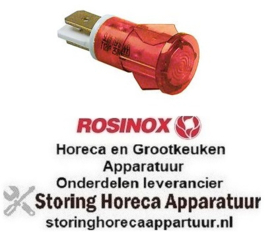 152359141 -Signaallamp ø 13mm rood 230V aansluiting vlaksteker 6,3mm ROSINOX