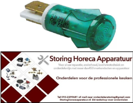 691359142 - Signaallamp ø 13mm groen 230V aansluiting vlaksteker 6,3mm