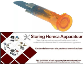 181359140 - Signaallamp ø 10mm geel 230V aansluiting vlaksteker 6,3mm