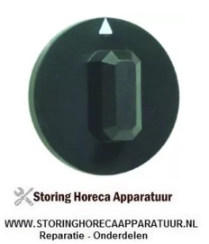 213110366 - Knop schakelaar nulstreep ø 44mm as ø 6x4,6mm afvlakking boven zwart