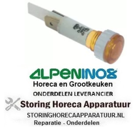 233359379 - Signaallamp ø 10mm 230V geel aansluiting vlaksteker 6,3 mm ALPENINOX