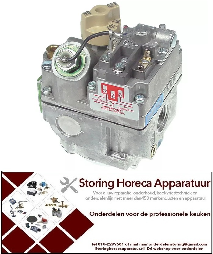 141106122 - Gasventiel voedingsoperator Millivolt gasingang 1/2" NPT gasuitgang 1/2" NPT