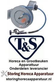 105594267 - Slanghaspel open voor wandmontage slanglengte 10m aansluiting 3/8" NPT compleet met handdouche RVS - T&S