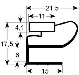 4309664 - Koeldeurrubber L1 570mm L2 1638mm Buitenmaat 4-zijden op maat gemaakt